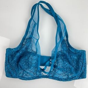 Victorias Secret Bra Very Sexy Unlined Plunge Sheer‎ Floral Blue Purple Halter